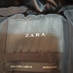 ZARA Womans winter 3/4 length coat velcro straps at waist and at neck